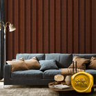 Papel De Parede Adesivo Madeira Ripada Escura Lavável Sala