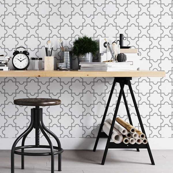 Papel De Parede Adesivo Marroquino Cinza N05262