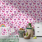 Papel De Parede Adesivo Menina Borboletas Pink E Roxa Quarto