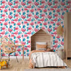 Papel De Parede Adesivo Menina Tropical Flamingo Quarto 6mx50