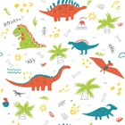 Papel De Parede Adesivo Menino Dinossauros Fundo Branco 10mx5