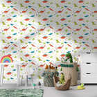 Papel De Parede Adesivo Menino Dinossauros Fundo Branco 12mx5