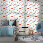 Papel De Parede Adesivo Menino Dinossauros Fundo Branco 1mx50