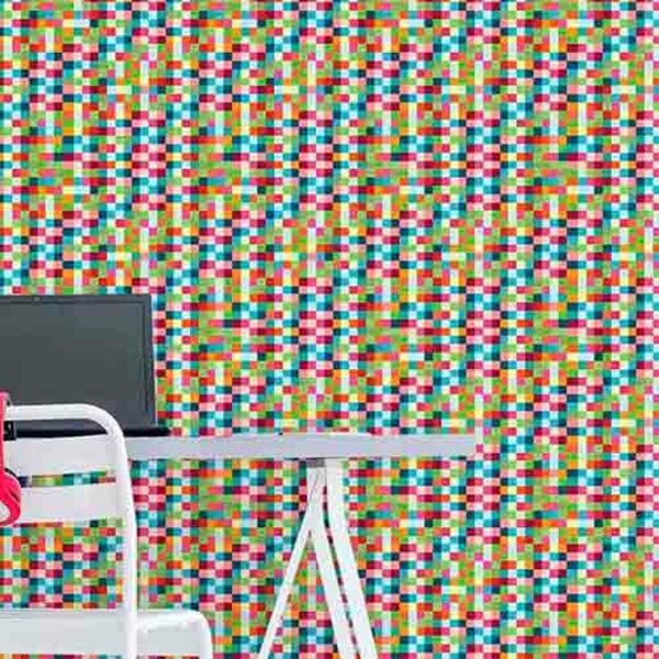 Papel De Parede Adesivo Mosaico Colorido 1518