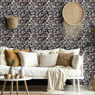 Papel De Parede Adesivo Muro Pedras Brutas Cinza Escuro 9mx50