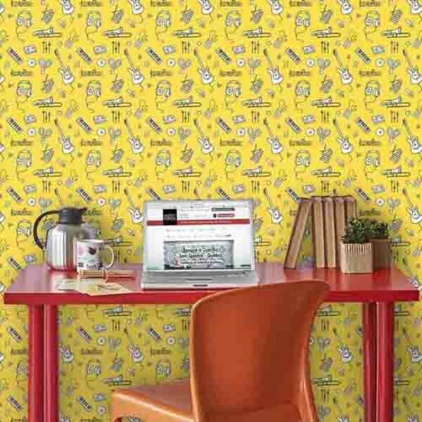 Papel De Parede Adesivo Música Amarelo 308245283