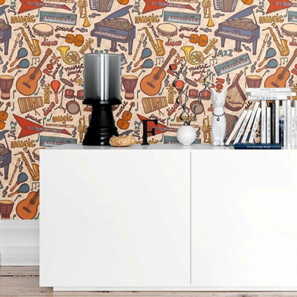 Papel De Parede Adesivo Musica Retrô N09058