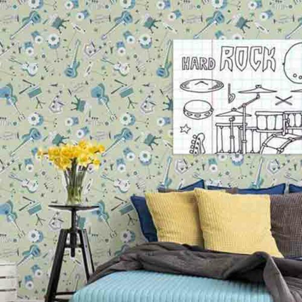 Papel De Parede Adesivo Música Verde 354