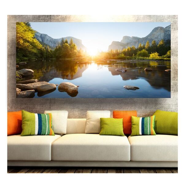 Papel De Parede Adesivo Natureza Lago Rio Paisagem Pedras 2mx
