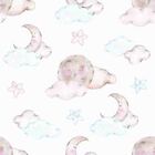 Papel De Parede Adesivo Nuvem, Lua Infantil N03128