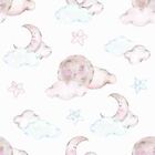 Papel De Parede Adesivo Nuvem, Lua Infantil N03128 R 0,48x2,5m