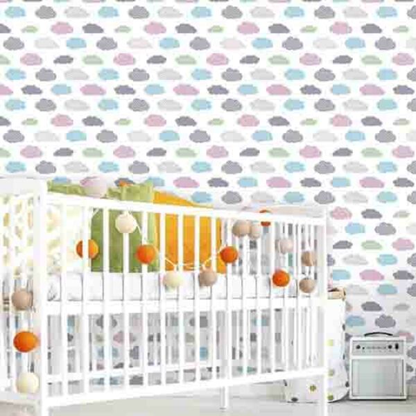Papel De Parede Adesivo Nuvens Coloridas 293546576