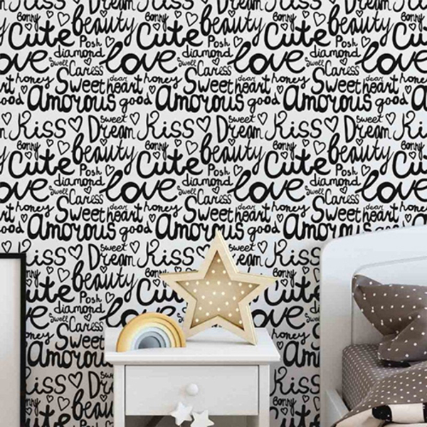 Papel De Parede Adesivo Palavras Preto 202312222