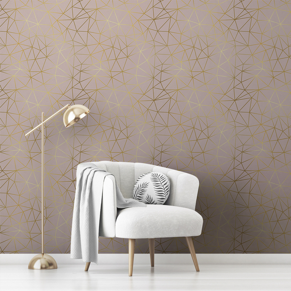 Papel De Parede Adesivo Para Sala Pirâmides Rosa Chá 6m