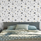 Papel De Parede Adesivo Para Sala Quarto Estrelas Cor Branco