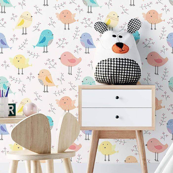 Papel De Parede Adesivo Passaro Infantil N02070
