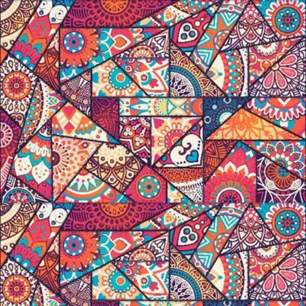 Papel De Parede Adesivo Patchwork Vintage Rolo 0,58x3m
