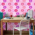 Papel De Parede Adesivo Paz E Amor Rosa 0201