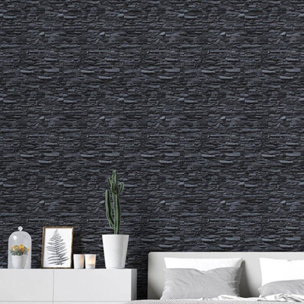 Papel De Parede Adesivo Pedra Preta Np070