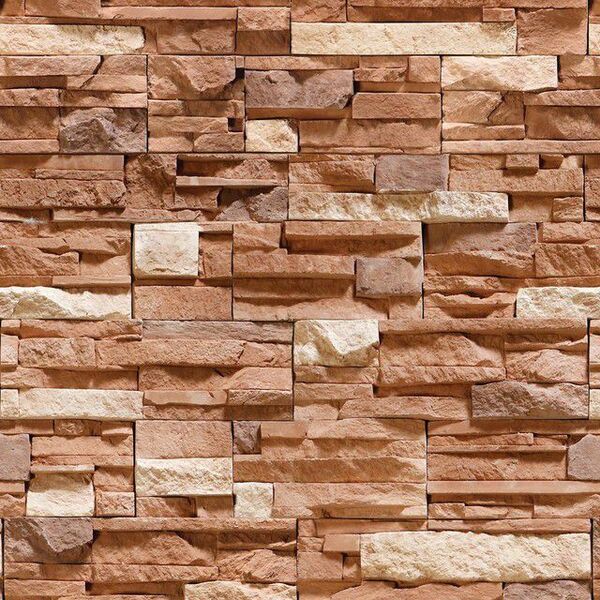 Papel De Parede Adesivo Pedras Estilo Canjiquinhas Marrom 2,5