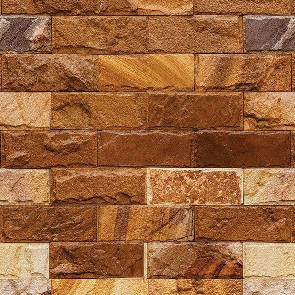 Papel De Parede Adesivo Pedras Estilo Tijolinho Marrom Bege 1