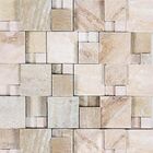 Papel De Parede Adesivo Pedras Mosaico Bege E Cinza Decorar 1