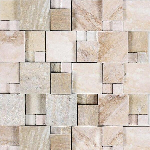 Papel De Parede Adesivo Pedras Mosaico Bege E Cinza Decorar 1