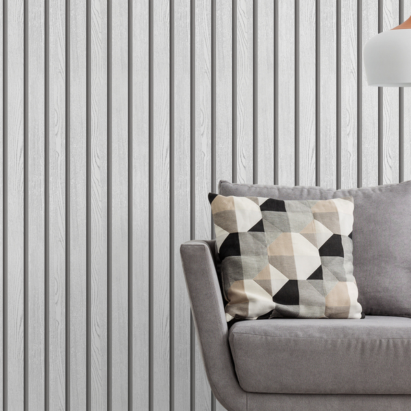 Papel De Parede Adesivo Personalizado Ripado Claro Lavável