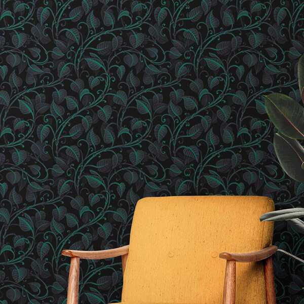 Papel De Parede Adesivo Planta Paisagismo Verde Escuro  15m