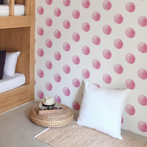 Papel De Parede Adesivo Poá Aquarela Rosa N06010