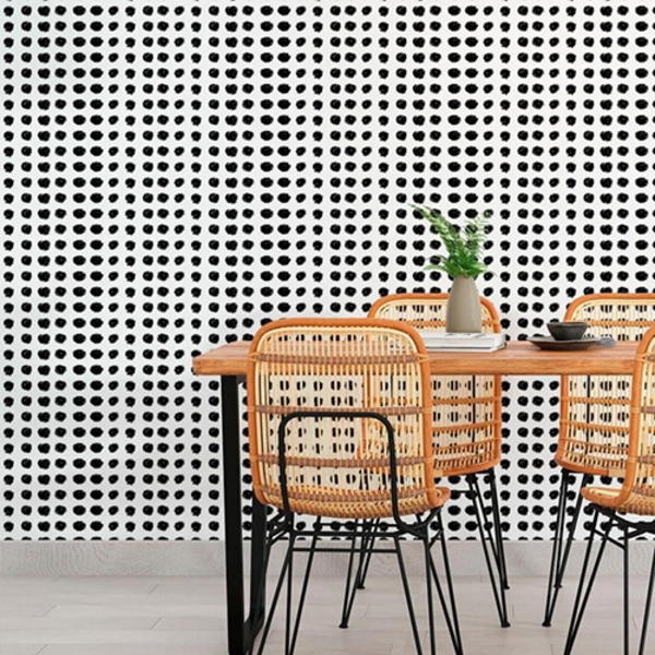 Papel De Parede Adesivo Poá P&b N010174