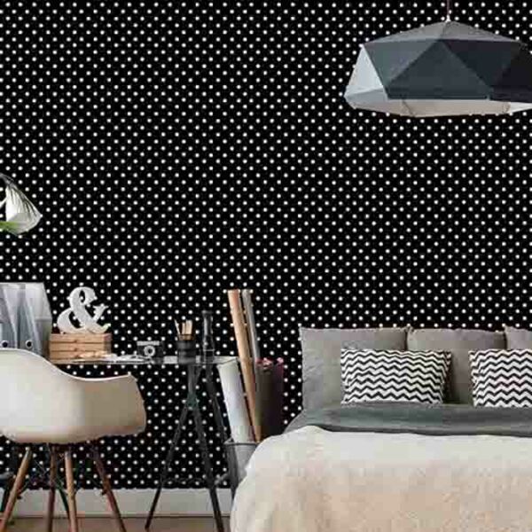 Papel De Parede Adesivo Poá Preto 626