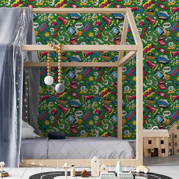 Papel De Parede Adesivo Pop Art Verde N05015