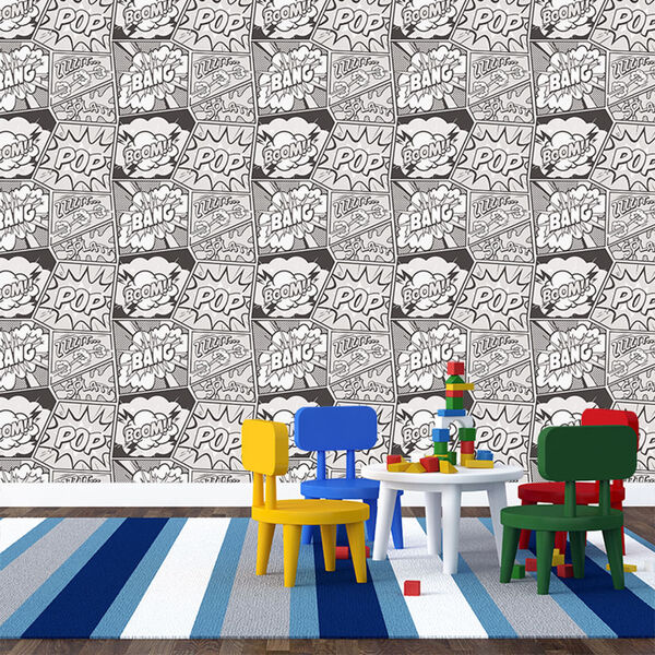 Papel De Parede Adesivo - Quadrinhos - Gibi - Preto - 145ppi