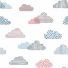 Papel De Parede Adesivo Quarto De Bebê Nuvens Coloridas 9mx50
