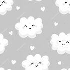 Papel De Parede Adesivo Quarto De Bebê Nuvens Fundo Cinza 3mx