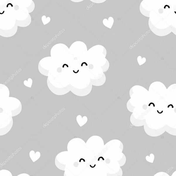 Papel De Parede Adesivo Quarto De Bebê Nuvens Fundo Cinza 3mx