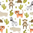 Papel De Parede Adesivo Quarto De Bebê Safari Fundo Branco 1m