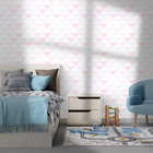 Papel De Parede Adesivo Quarto De Bebê Triângulos Rosa 12mx50