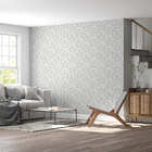 Papel De Parede Adesivo Relevo Branco E Dourado 3d 2,80m