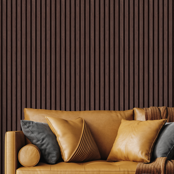 Papel De Parede Adesivo Ripado 3d Madeira Escura Lavável 3m