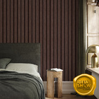 Papel De Parede Adesivo Ripado 3d Madeira Escura Lavável 3m