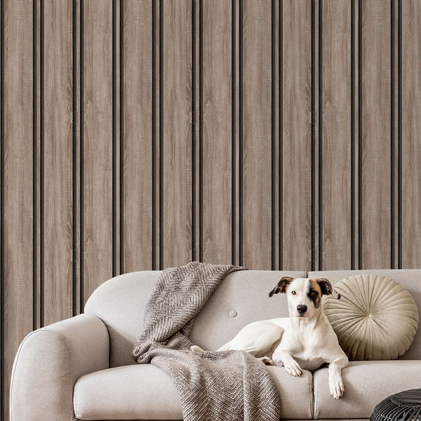 Papel De Parede Adesivo Ripado Claro Lavável Escritório Hall