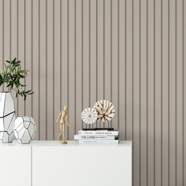 Papel De Parede Adesivo Ripado Claro Liso Personalizado 3m