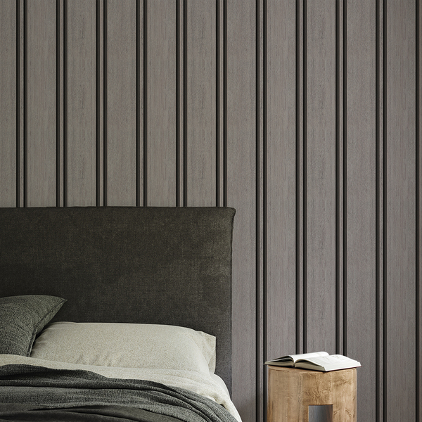 Papel De Parede Adesivo Ripado Escuro 3d Lavável Sala Rolo