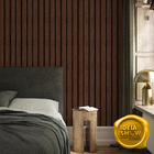 Papel De Parede Adesivo Ripado Escuro Rustico Personalizado