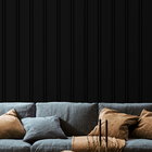 Papel De Parede Adesivo Ripado Preto Grande Quarto Sala 3m