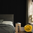 Papel De Parede Adesivo Ripado Preto Lavável Quarto Sala