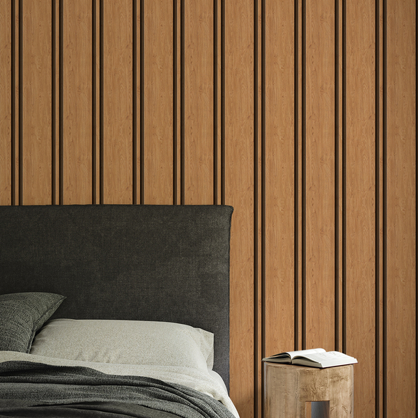 Papel De Parede Adesivo Ripas De Madeira Clara 3d Lavável