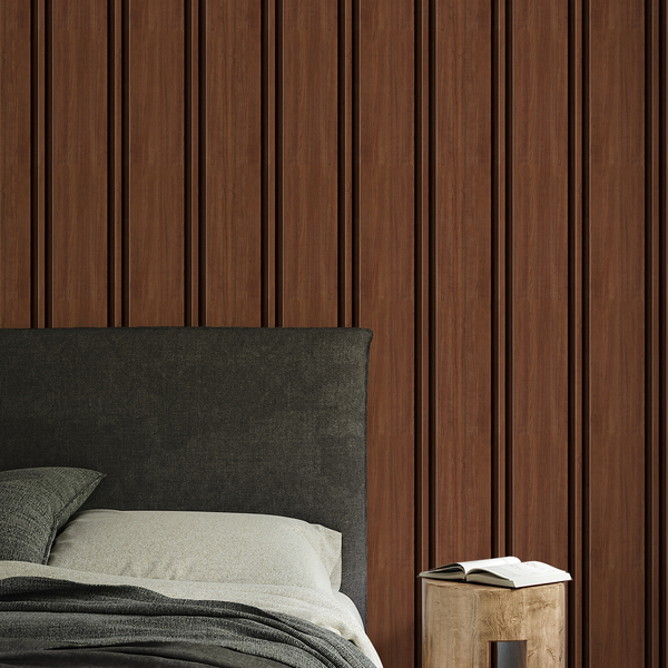 Papel De Parede Adesivo Ripas De Madeira Escura 3d Lavável